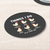 暇な時に行う事チキン農業 ラウンドペーパーコースター (アングル)