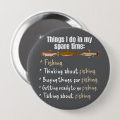 暇な時の魚釣りでやることおもしろい 缶バッジ (正面&裏面)