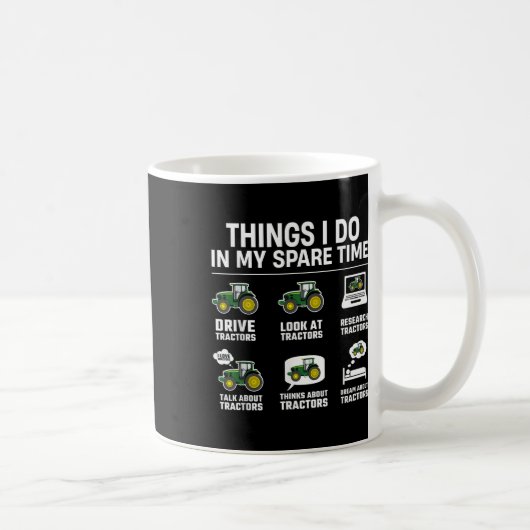 暇な時間にやること - おもしろいトラクター好き コーヒーマグカップ (右)