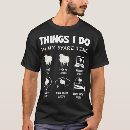 暇な時間にやること 羊 面白い Tシャツ (正面)