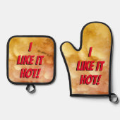 「暑いのが好き！」 鍋つかみ&鍋敷きセット (正面)