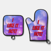 「暑いのが好き！」 鍋つかみ&鍋敷きセット (正面)