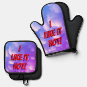 「暑いのが好き！」 鍋つかみ&鍋敷きセット (正面/裏面)