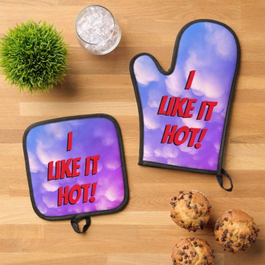 「暑いのが好き！」 鍋つかみ&鍋敷きセット (トップダウン)