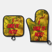 「暑いのが好き！」 鍋つかみ&鍋敷きセット (正面)