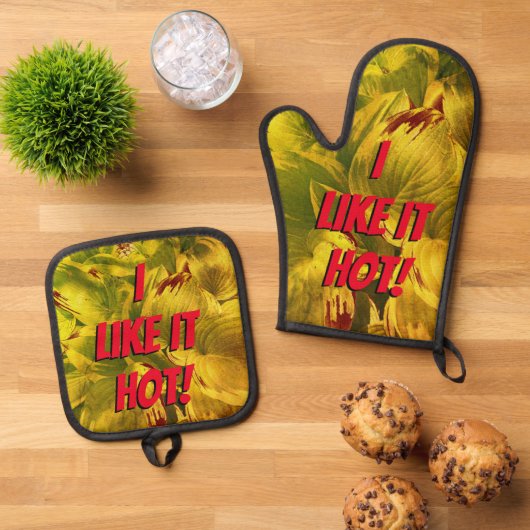 「暑いのが好き！」 鍋つかみ&鍋敷きセット (トップダウン)