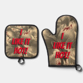 「暑いのが好き！」 鍋つかみ&鍋敷きセット (正面)