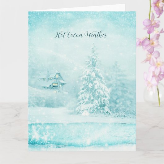 暑いココアの天気でクリスマスの雪が降った カード (蘭)