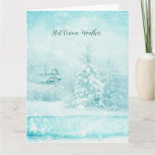 暑いココアの天気でクリスマスの雪が降った カード (正面)