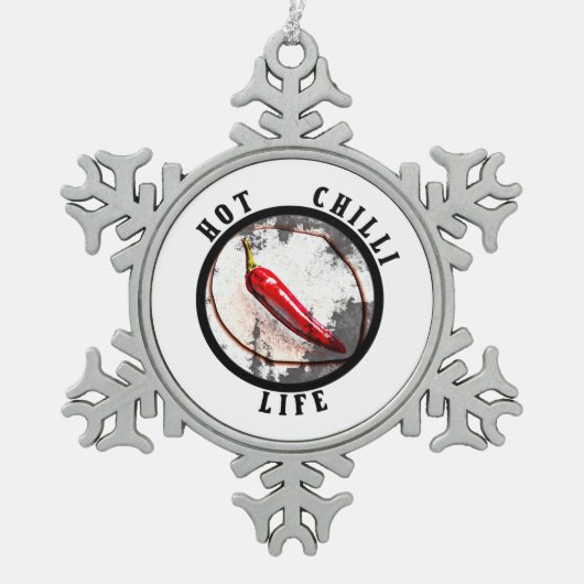 暑いチリ生活 スノーフレークピューターオーナメント (正面)