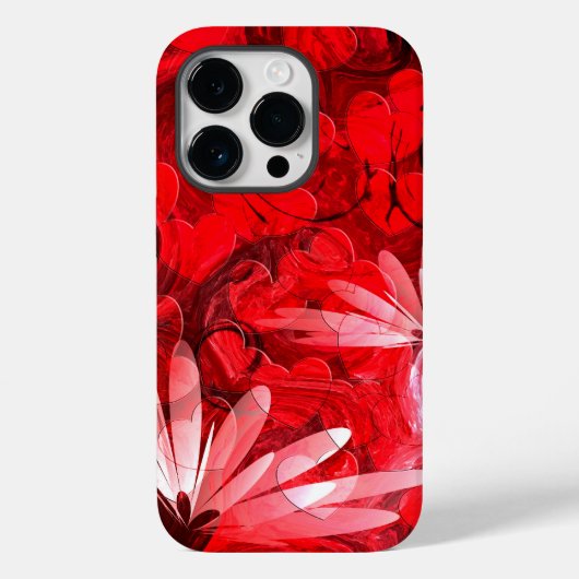 「暑い夏の夜」赤い抽象芸術フローラとハート Case-Mate iPhoneケース (裏面)
