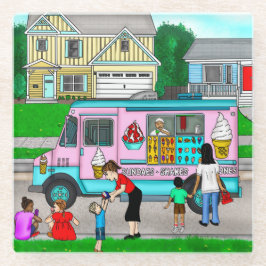 暑い夏の日 |お洒落イラストレーション ガラスコースター