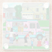 暑い夏の日 |お洒落イラストレーション ガラスコースター (裏面)