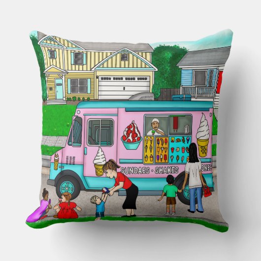 暑い夏の日 |お洒落イラストレーション クッション (正面)