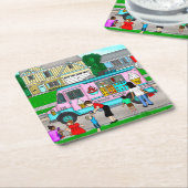 暑い夏の日 |お洒落イラストレーション スクエアペーパーコースター (アングル)