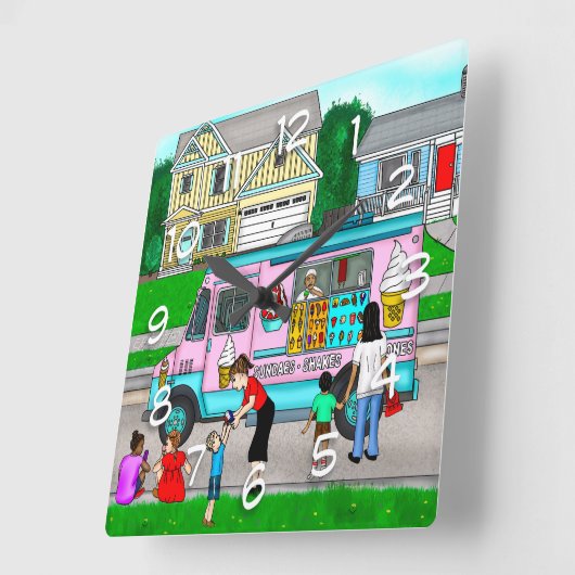 暑い夏の日 |お洒落イラストレーション スクエア壁時計 (傾斜)