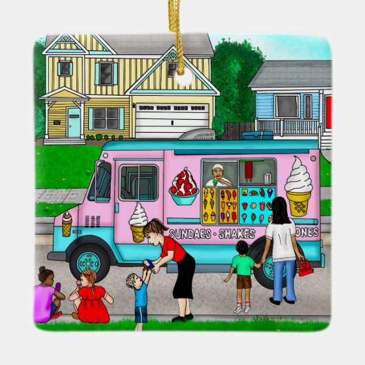 暑い夏の日 |お洒落イラストレーション セラミックオーナメント (正面)