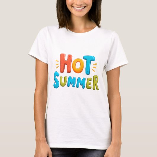 暑い夏 – 暑い夏の季節スタンプ Tシャツ (正面)