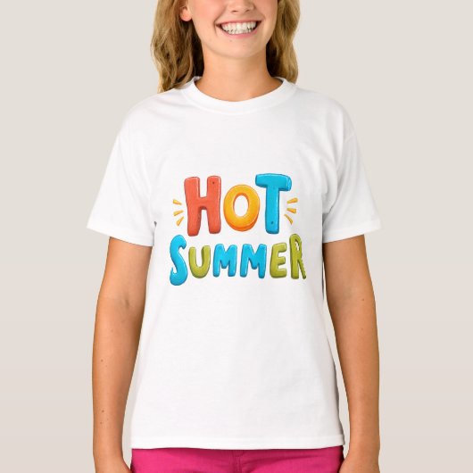 暑い夏 – 暑い夏の季節スタンプ Tシャツ (正面)