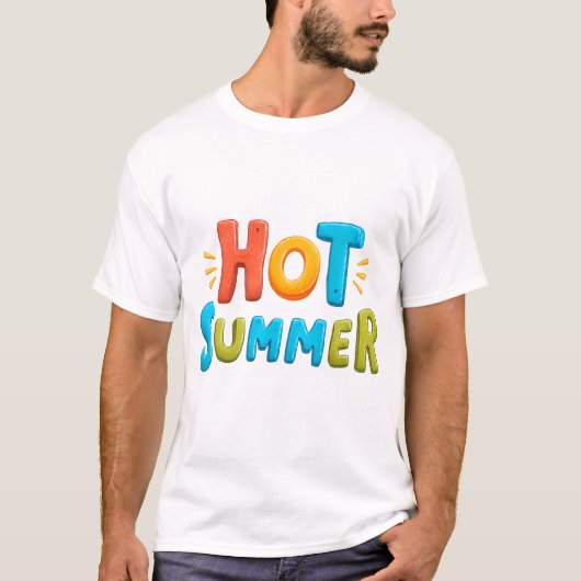 暑い夏 – 暑い夏の季節スタンプ Tシャツ (正面)