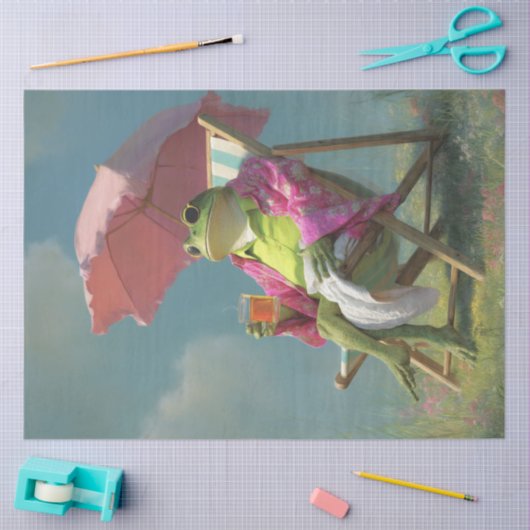 暑い日お洒落にデコップサマーカエル 薄葉紙 (クラフト)