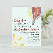 暑い気球と太陽の誕生日パーティーの招待 招待状 (スタンド正面)