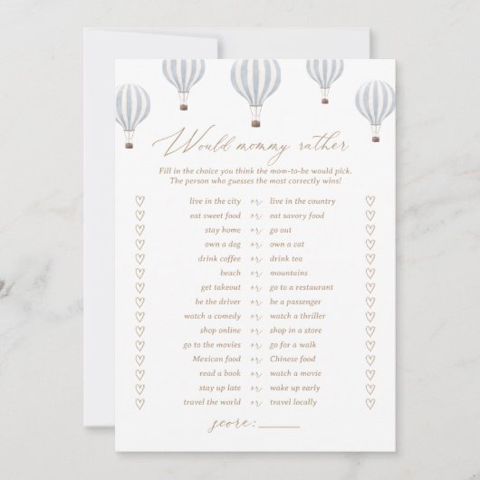 暑い気球はママの赤ん坊のシャワー 招待状 (正面)