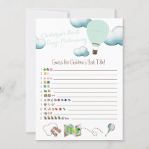 暑い気球、子ども向け本、絵文字のベビーシャワー 