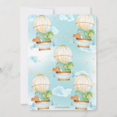 暑い風船とかわいい恐竜の男の子のベビーシャワー 招待状 (裏面)