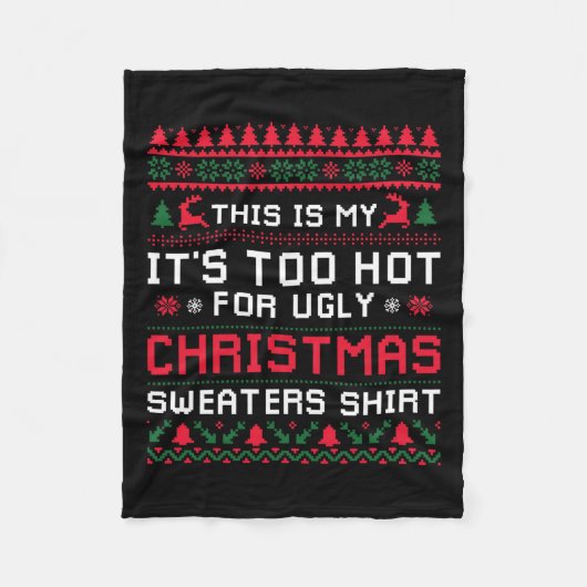 暑すぎる醜いクリスマスのセーターおもしろいクリスマスメンズWom フリースブランケット (正面)
