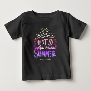 暑素晴らし夏名前をカスタムする ベビーTシャツ
