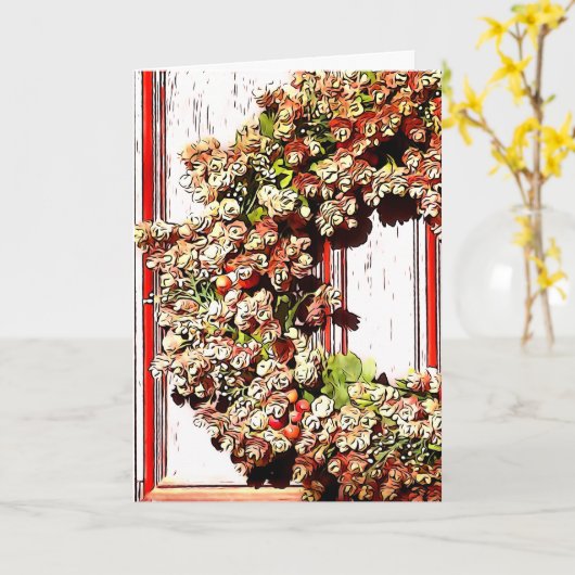 暖い歓迎の家 カード (黄色い花)