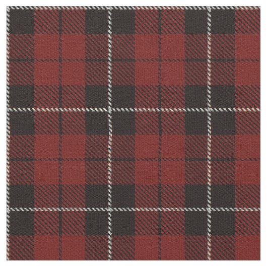 暖かいあずき色、赤い格子縞の生地の白くか黒いストライブ柄 ファブリック (クローズアップ)