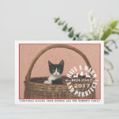 暖かいおよびpurrfectの休日赤いペットクリスマスを持って下さい シーズンカード (スタンド正面)