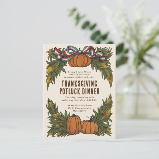 暖かいアメリカーナの収穫感謝祭 シーズンポストカード (スタンド正面)