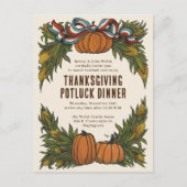 暖かいアメリカーナの収穫感謝祭 シーズンポストカード (正面)