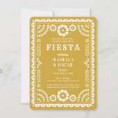 暖かいイエローパペルピカド結婚のリハーサルディナー 招待状 (正面)