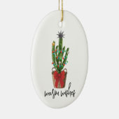 暖かいウィズウォーターカラーサボスハウスプラントクリスマス セラミックオーナメント (右)