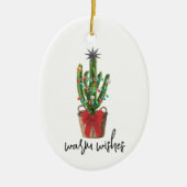 暖かいウィズウォーターカラーサボスハウスプラントクリスマス セラミックオーナメント (正面)