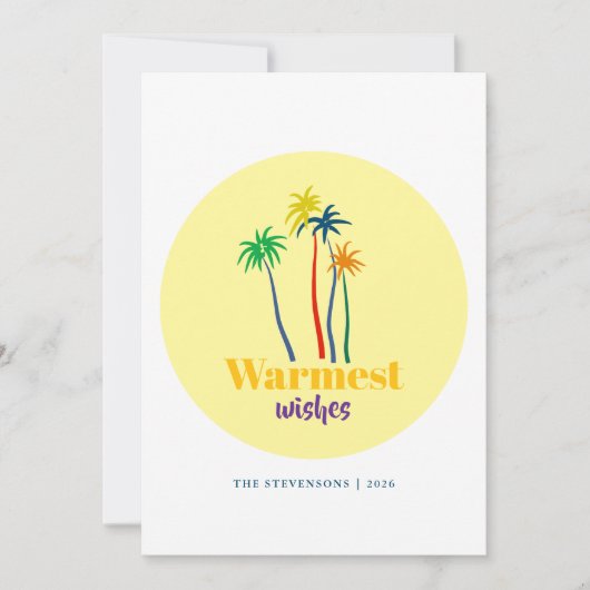 暖かいウィズトロピカルパームツリークリスマス シーズンカード (正面)