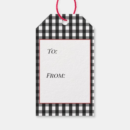 暖かいウィッシュブラックアンドホワイトバッファロープレイドギフトラベル ギフトタグ (裏面)