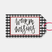 暖かいウィッシュブラックアンドホワイトバッファロープレイドギフトラベル ギフトタグ (正面(横))