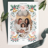 暖かいウィッシュボタニカルロッキングホースクリスマス シーズンカード