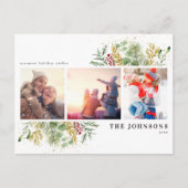 暖かいウィッシュ金ゴールド冬植物写真の休日 シーズンポストカード (正面)