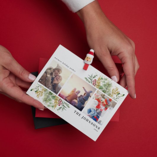 暖かいウィッシュ金ゴールド冬植物写真の休日 シーズンポストカード