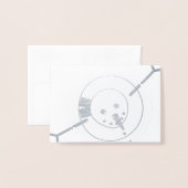 暖かいウィンターウィッシュ雪だるまグリーティングカード 箔カード (封筒付き正面)