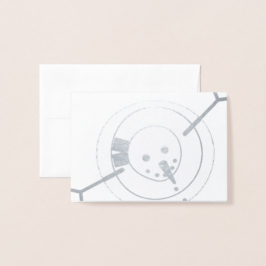 暖かいウィンターウィッシュ雪だるまグリーティングカード 箔カード (封筒付き正面)