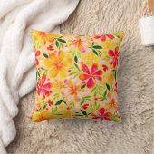 暖かいウェンディ水カラーフローラ – 黄色 クッション (ブランケット)