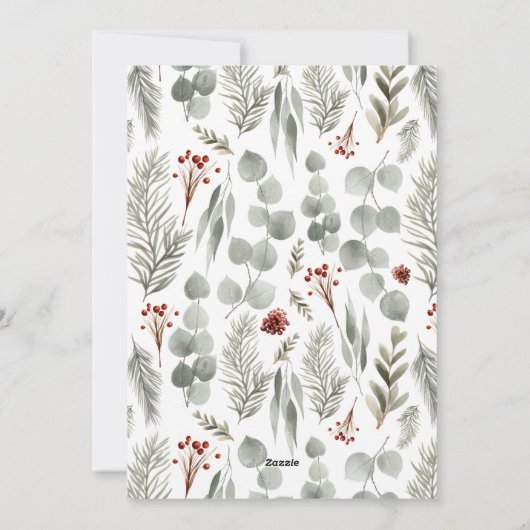 暖かいエレガントウィッシュズスクリプトリースクリスマス シーズンカード (裏面)