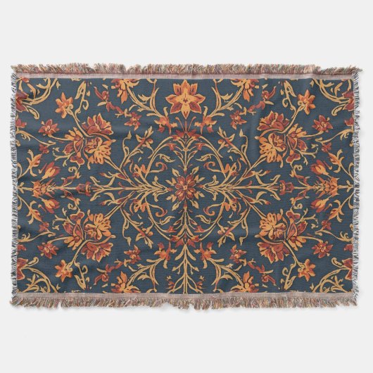 暖かいエレガントヴィンテージフローラバロック スローブランケット (正面)